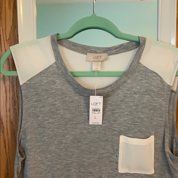 Loft Outlet Grey Sleeveless top w/ shoulder detail - Picture 2 of 3